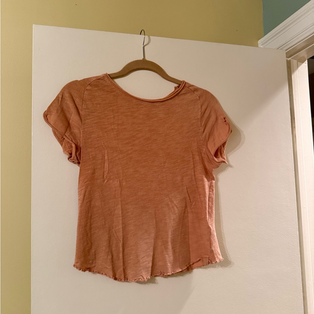 Free People Peach Short Sleeve Top